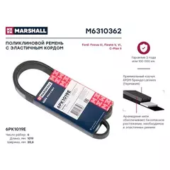 Ремень поликлиновой 6PK1019E Ford Focus III 10- Fiesta V, VI 01- C-Max II 10- (M6310362)