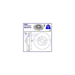 Диски тормозные (2 шт) вентилируемые Lada Largus 260х22 Delphi BG3762 аналог 7701207795 (комплект)(шт)