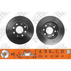 Диск тормозной передний CHEVROLET LANOS/AVEO/SPARK/ASTRA F/CORSA B/VECTRA A D236мм RN1206