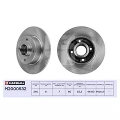 Тормозной диск задн. nissan note i 06- renault clio iii 05- megane ii 03- () зад прав лев Marshall M2000532