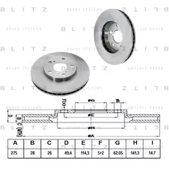 Диск тормозной вентилируемый перед Blitz BS0137