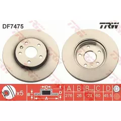 Диск тормозной передний CHEVROLET AVEO (T300), CRUZE (J300), OPEL ASTRA J DF7475