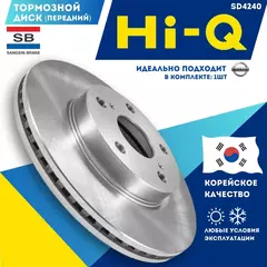 Тормозной диск Ниссан Кашкай j10 Sangsin Hi-Q SD4240 Передние Диски Х Трейл Т31 Nissan Qashqai 07-X-Trail 07-; TRW DF4964; OEM 402061KC1A 402061KC1B
