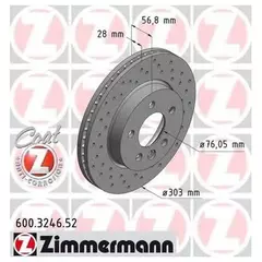 Тормозной диск передний Zimmermann 600324652 для VW Amarok