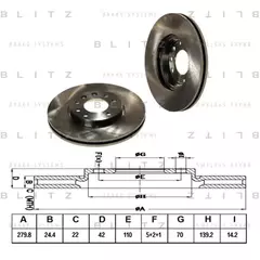 Диск тормозной передний вентилируемый OPEL Astra/Zafira 98-> BLITZ BS0158
