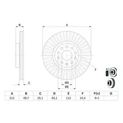 Диск тормозной Premium 2, передн, AUDI: A3, A1 ,Q3 SEAT: Altea, Leon, AlhambraSKODA: Superb, Octavia, Yeti VW: Touran, Golf, Caddy, Passat, Jetta, Tiguan, Sharan