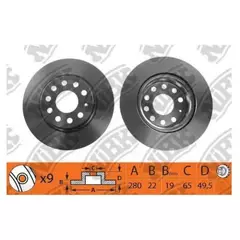 Диск тормозной SKODA OCTAVIA 1.6 2004 - 2013 SKODA OCTAVIA 1.6 2008 - 2013 SKODA OCTAVIA 1.6 2009
