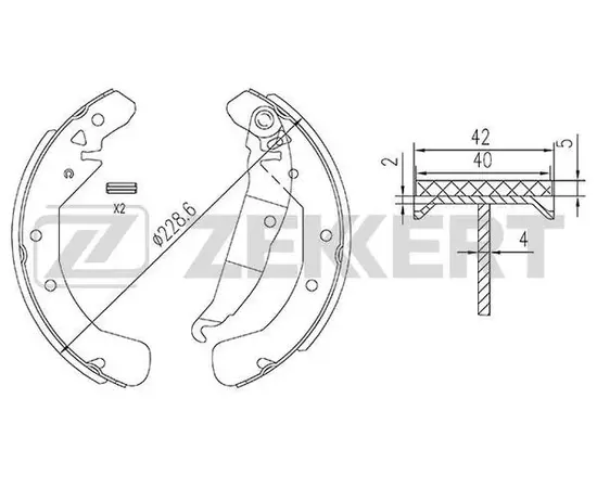 m/1287259/FENOX/Колодка тормозная (к-т 4 шт) Opel Astra F 95-98, Astra G 98-05, Astra H 04-, Combo 01-, Vectra B 95-