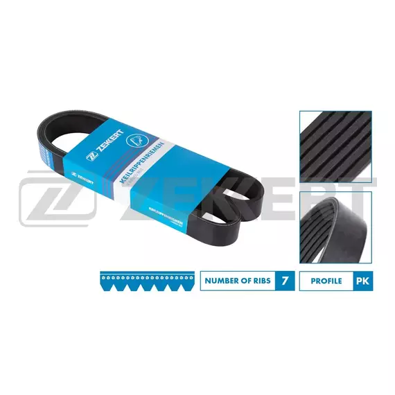 Ремень поликлиновой Hyundai H350 15-, MB E-Class (C207) 16-, Nissan Murano (Z51) 08-, X-Trail (T31) 07- - Zekkert арт. KR7PK1705