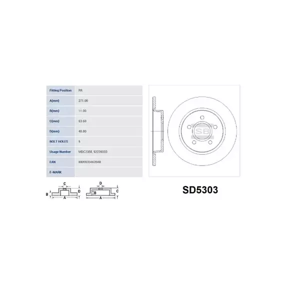 m/1352279/Sangsin Brake/Диск тормозной FORD FOCUS III 11-/C-MAX 10- задний SANGSIN BRAKE