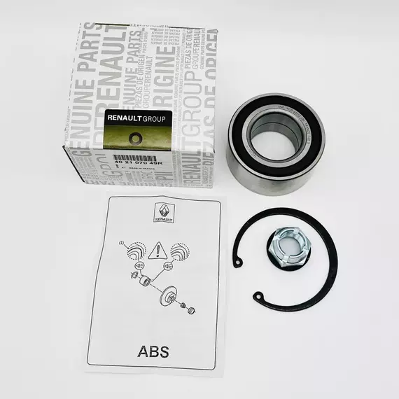 Подшипник передней ступицы Arkana, Duster, Fluence, Kaptur, Megane-3 (к-т гайка, стопор) (c АБС) 402107049R, 402108022R, R155.87