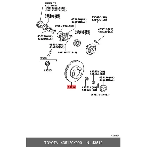 Диск тормозной передний для Тойота Хайлюкс 2004-2011, Toyota Hilux диск тормозной передний TOYOTA 43512-0K090