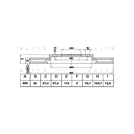 Диск тормозной передний вентилируемый CHEVROLET Captiva 06-OPEL Antara 06- BS0227