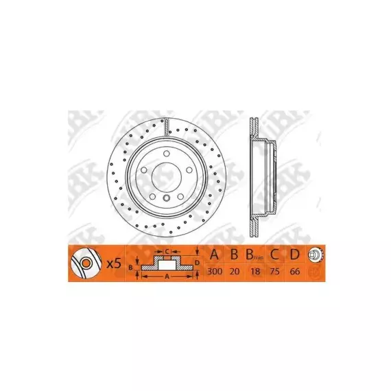 Диск тормозной задний BMW E81/E87/E90/X1(E84) /Vent.D=300mm NIBK RN1306