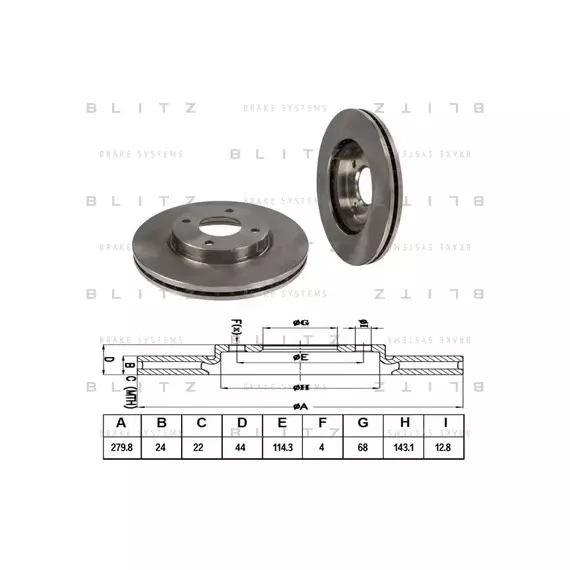 Диск тормозной передний вентилируемый NISSAN Tiida/Cube 07-> BLITZ BS0325