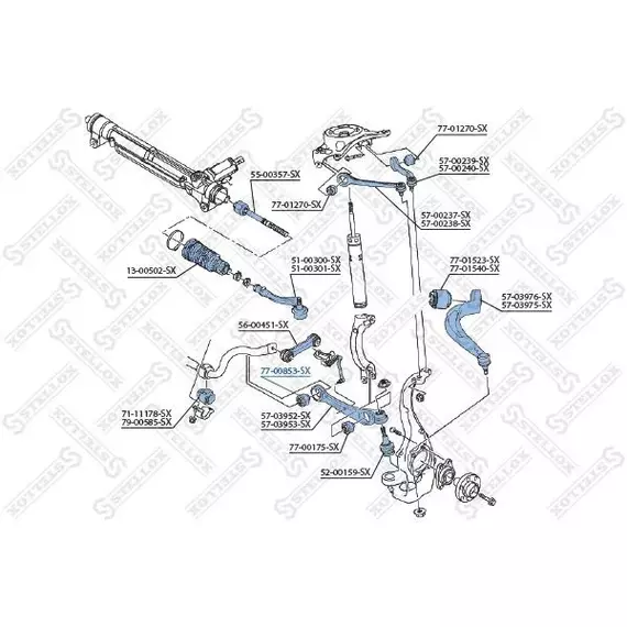 Сайлентблок рычага нижнего передний внутренний для Audi A4/A5 all 07 7700853SX STELLOX