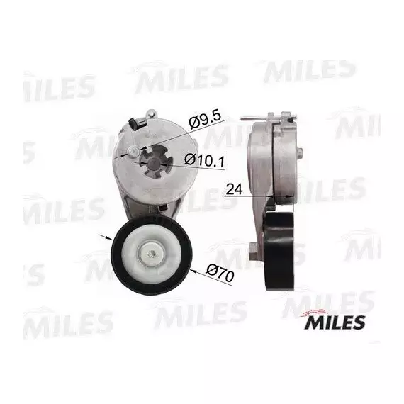 Натяжитель ремня приводного audi a4 a5 vw amarok 1.8 2.0 07- Miles AG00047 - Miles арт. AG00047