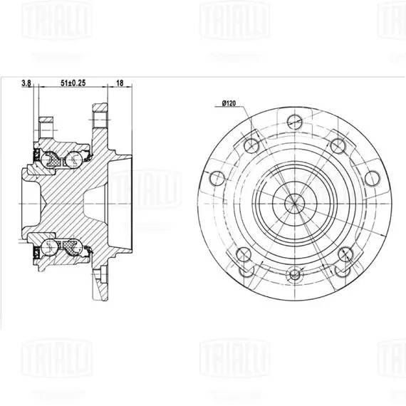 Ступица передняя в сборе с подшипником для автомобиля BMW 5 (01-)/BMW 6 (04-), MR 2635
